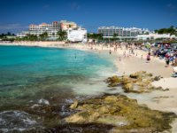 This is a little bit more like when it&#39;s busy. A KLM 747 was due in this day and that seems to draw the crowds. The first time we visited Paula lasted 3 minutes. We were about 20 ft onto the beach and she said &#34;So, are we done here?&#34; It&#39;s not a very big beach and I guess it&#39;s safe to say we like a little quieter beach atmosphere.